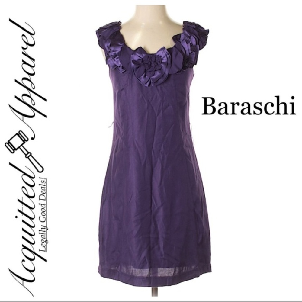 Baraschi Purple Floral Neckline Dress